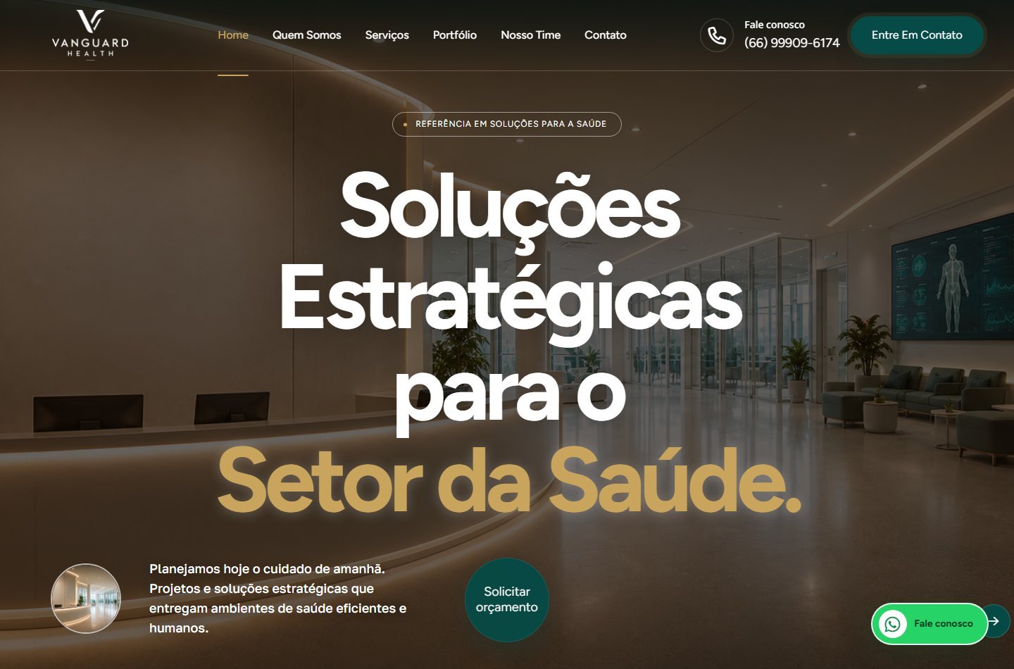 Página inicial do site Vanguard Health
